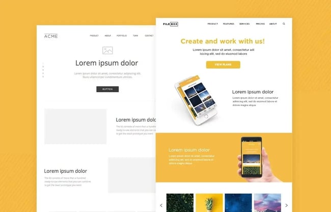 Product mockups are often used, as they show how the text should appear in the interface.